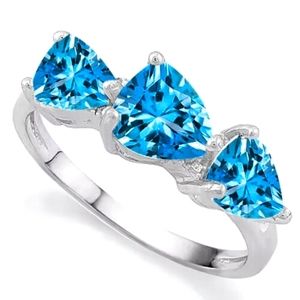 14K WHITE GOLD OVER SOLID STERLING SILVER DIAMONDS & 2.59 CT BABY SWISS BLUE TOP